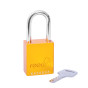 Aluminium bodied safety padlock with steel shackle-yellow-Keyed to Differ