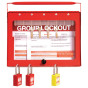 GL1 Steel Wall mounted or Portable Group Lockout Box - 8 hook. Colour Red