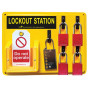 4 brass padlock Lockout Station (with contents)