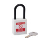 WHITE Plastic Shackle safety padlock keyed alike to KA30009