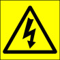 Hazard Warning Sign 25x25mm Electric symbol (s/a) Pk10
