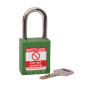 GREEN Steel Shackle safety padlock keyed differently