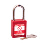 RED Steel Shackle safety padlock keyed differently