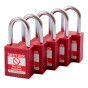 RED Steel Shackle safety padlock keyed differently