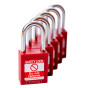 RED Steel Shackle safety padlock keyed differently