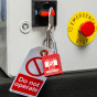 RED Steel Shackle safety padlock keyed differently