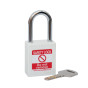 WHITE Steel Shackle safety padlock keyed differently