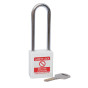 WHITE Steel Shackle safety padlock keyed differently long