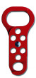 Steel lockout hasp Red, scissor action 45x32mm&19mm dia jaws