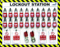 20 Lock Lockout Station With Padlocks, Tags & Hasps