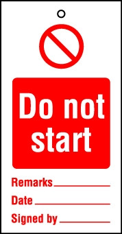 Lockout Tags Do not start Pack of 10