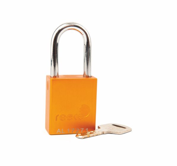 Aluminium bodied safety padlock with steel shackle-yellow-Keyed to Differ
