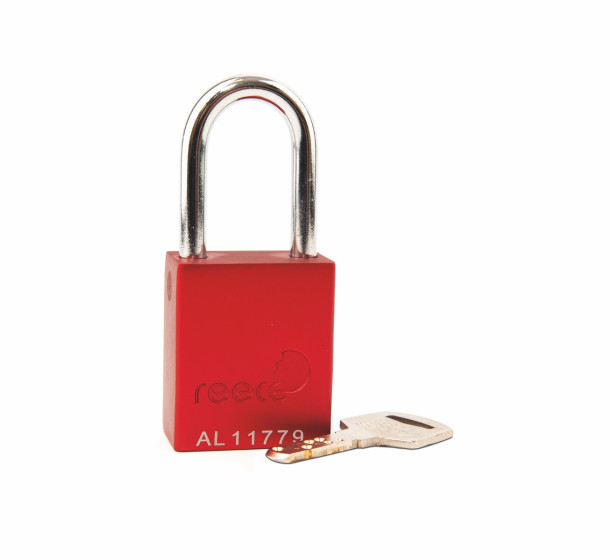 Aluminium bodied safety padlock with steel shackle-red-Keyed Alike