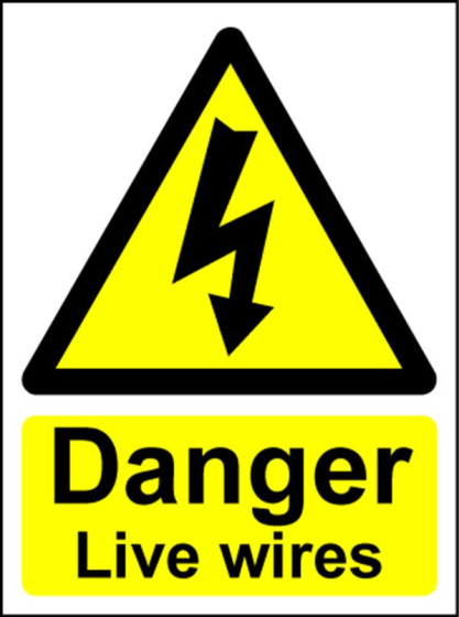 Hazard Warning Sign 200x150mm Danger live wires (s/a)