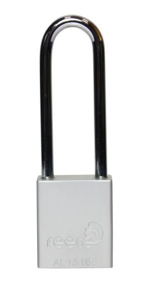 Aluminium bodied safety padlock with steel shackle-silver-Keyed Alike-long