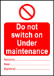 Size A6 Do not switch on under maintenance