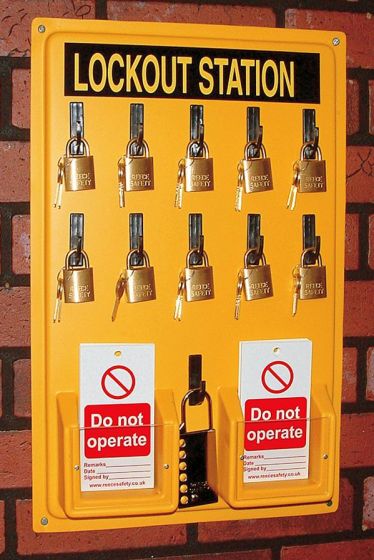 10 brass padlock Lockout Station (station only)