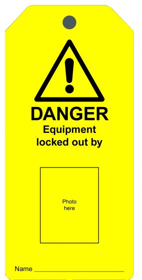 Photo ID Lockout Tag - 'Danger Equipment Locked Out By' - 10 Pack