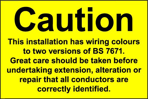 BS7671:2001 Sign (single) 300x400mm rigid