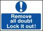 'Remove All Doubt Lock it Out' - Safety Lockout Labels 55 x 75mm