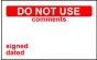  Elec Inspec Labels 40x75mm S/A vinyl Roll 250 Do Not Use Com 