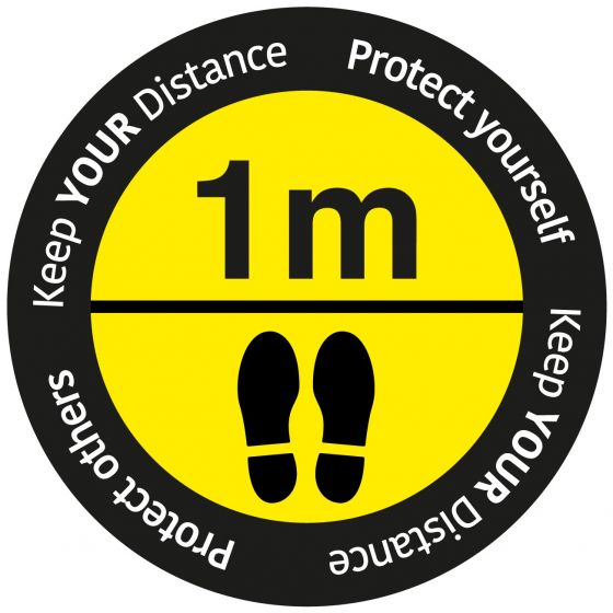 Social Distancing floor sign "Keep your distance" Yellow and Black