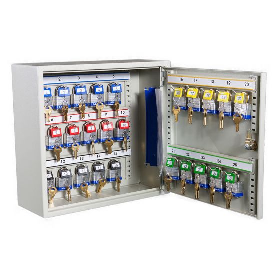 Padlock cabinet holds 25 padlocks - Key locking