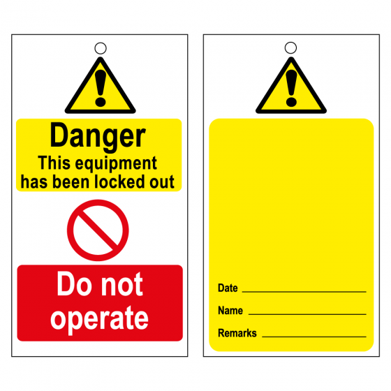 Disposable Lockout Tags - Yellow 'Caution' Blank Reverse 