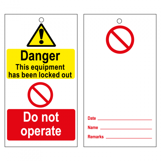 Disposable Lockout Tags - 'Do not' Symbol reverse