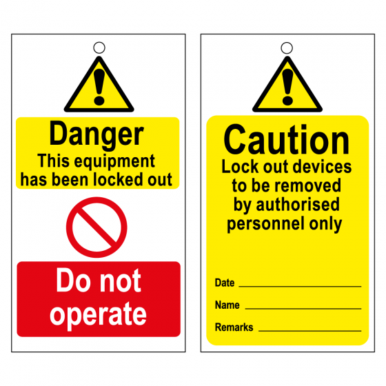 Disposable Lockout Tags - 'Caution Lock out devices' Reverse