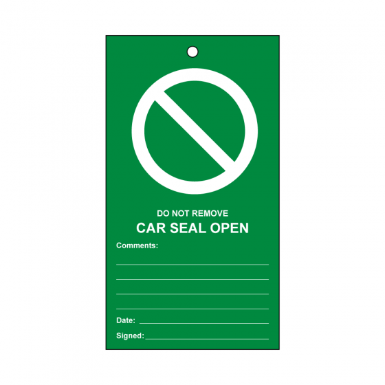 Disposable Car Seal Tag - Green 'Valve Open'
