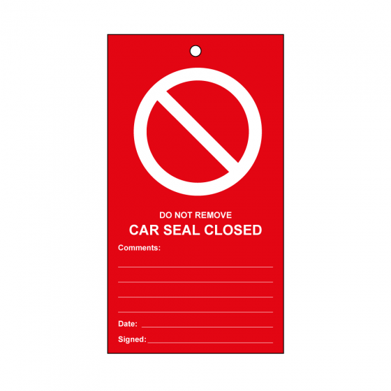 Disposable Car Seal Tag - Red 'Valve Closed'