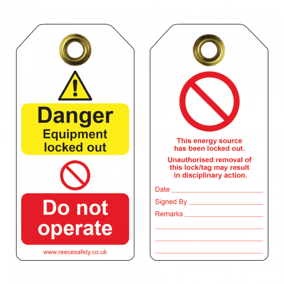 RLTT62 Danger - Eqp locked out - Do not operate Tuff Tags