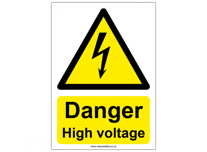 "Yellow Danger, High Voltage" Safety Sign