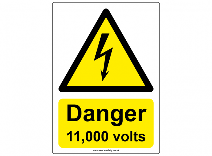 "Danger, 11,000 volts" Safety Sign