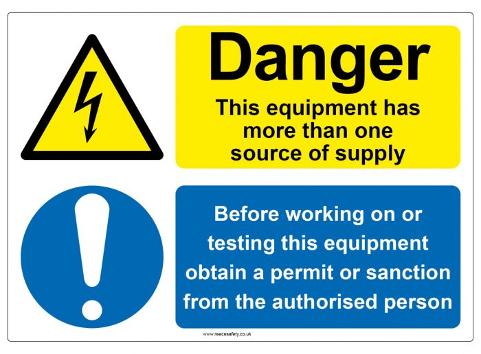 "Danger, More than one source" Safety Sign