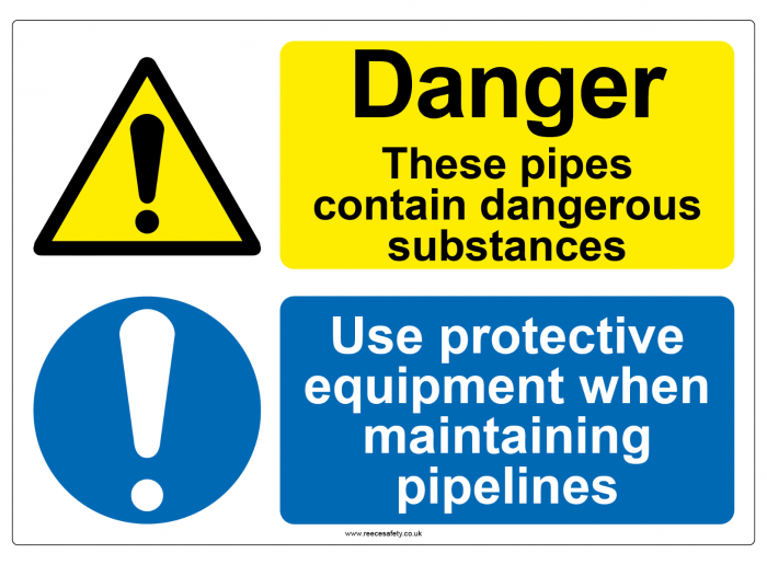 "Danger, Pipes contain dangerous substances" Safety Sign