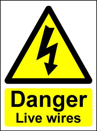  Hazard Warning Sign 200x150mm Danger live wires (rigid) 