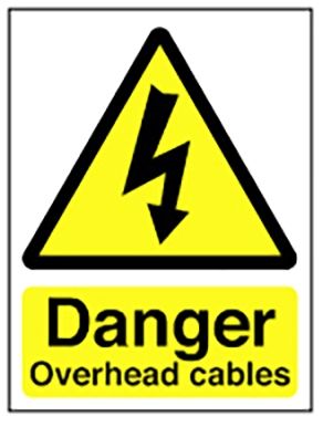 Hazard Warning Sign 800x600mm Danger Overhead cables (3mm