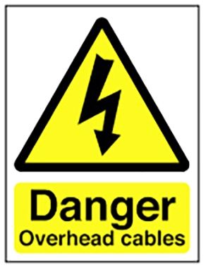 Hazard Warning Sign 400x300mm Danger Overhead cables (rigid)