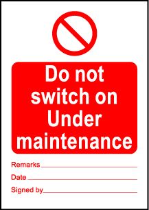  Size A6 Do not switch on under maintenance 