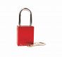 Aluminium bodied safety padlock with steel shackle-red-Keyed to Differ