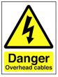 Hazard Warning Sign 800x600mm Danger Overhead cables (3mm