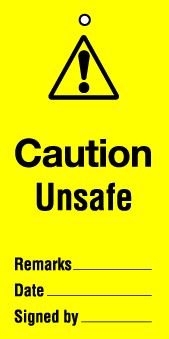 Lockout tag 200x100mm Caution Unsafe (Pack of 10) 