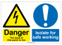 "Danger, Panel is live" Safety Sign