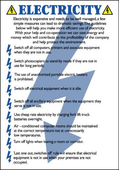 Electricity Safety Poster - 'Electricity Checklist'