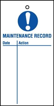 Lockout Tags Maintenance Record. Pack of 10