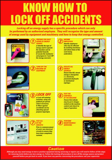Lockout/Tagout Safety Poster - 'Know How to Lock Off Accidents'