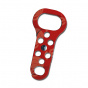  Steel lockout hasp Red, scissor action 45x32mm&19mm dia jaws 