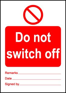  Size A7 Do not switch off 